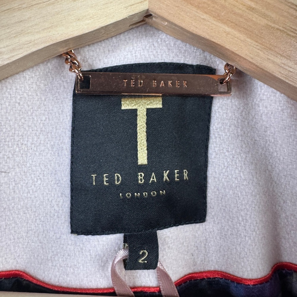 Ted Baker Appia Wool Cashmere Wrap Coat Pale Pink Rose Gold Floral Lining Size 2 - Picture 5 of 8